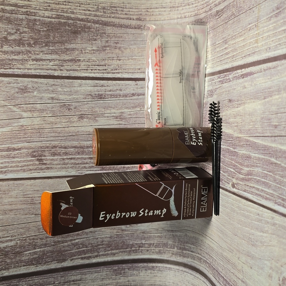 Elaimei Eyebrow Stamp Kit Medium Brown 03 Brand New in Box Kit Set**